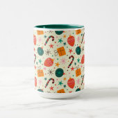 Retro Kerst Ornament en Cadeaupatroon Mok (Midden)