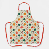 Retro Kerst Ornament en Cadeaupatroon Schort (Voorkant)