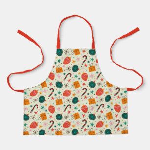 Retro Kerst Ornament en Cadeaupatroon Schort