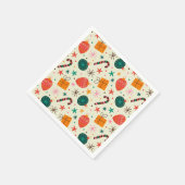 Retro Kerst Ornament en Cadeaupatroon Servet (Hoek)