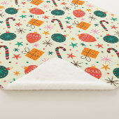 Retro Kerst Ornament en Cadeaupatroon Sherpa Deken (3/4)