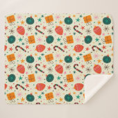 Retro Kerst Ornament en Cadeaupatroon Sherpa Deken (Voorkant (horizontaal))