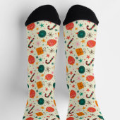 Retro Kerst Ornament en Cadeaupatroon Sokken (Top)