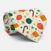 Retro Kerst Ornament en Cadeaupatroon Stropdas (Opgerold)