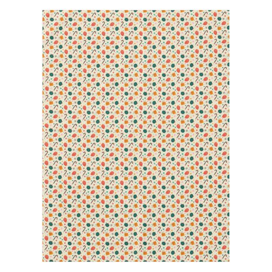 Retro Kerst Ornament en Cadeaupatroon Tafelkleed (Voorkant)