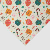 Retro Kerst Ornament en Cadeaupatroon Tissuepapier (Detail)