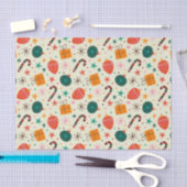 Retro Kerst Ornament en Cadeaupatroon Tissuepapier (Craft)