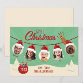 Retro Kerst Ornament Familie Kaart (Voorkant / Achterkant)