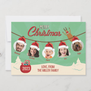 Retro Kerst Ornament Familie Kaart
