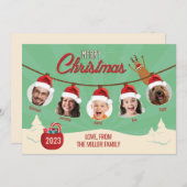 Retro Kerst Ornament Familie Kaart (Voorkant / Achterkant)