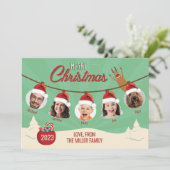 Retro Kerst Ornament Familie Kaart (Staand voorkant)