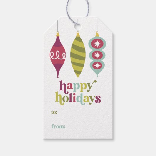 Retro Kerst Ornament Fill-in Gift Labels Cadeaulabel (Voorkant)