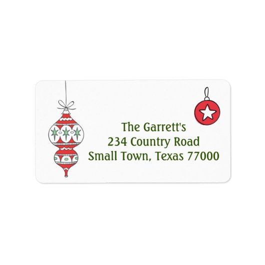 Retro Kerst Ornament Gepersonaliseerd Adres Etiket (Voorkant)