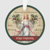 Retro Kerst Ornament Groen Rood Engel Ontwerp (voorkant)
