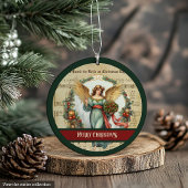 Retro Kerst Ornament Merry Engel Kaarthouder