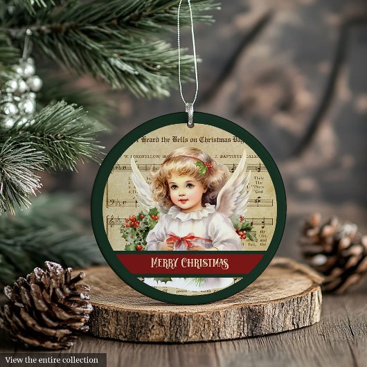 Retro Kerst Ornament Merry Engel Kaarthouder