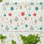 Retro Kerst Ornament Minimale Patroon Theedoek (Gevouwen)