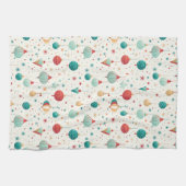 Retro Kerst Ornament Minimale Patroon Theedoek (Horizontaal)