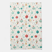 Retro Kerst Ornament Minimale Patroon Theedoek (Verticaal)