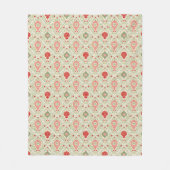 Retro Kerst Ornament Roze, Rood, Groen Fleece Deken (Voorkant)