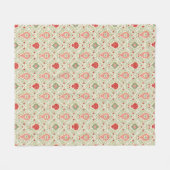 Retro Kerst Ornament Roze, Rood, Groen Fleece Deken (Voorkant (Horizontaal))