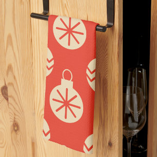 Retro Kerst Ornamente Kleurrijk Vintage Theedoek