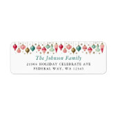 Retro Kerst Ornamente Retouradres Etiket (Voorkant)