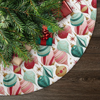 Retro Kerst Ornamente Roze en Turquoise Kerstboom Rok