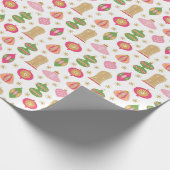 Retro Kerst Ornamenten / Baubles Roze Gift Wrap Cadeaupapier (Hoek)