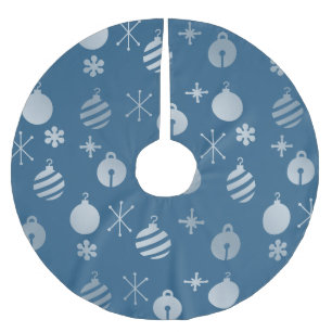 Retro Kerst Ornamenten Blauw Zilver Kerstboom Rok