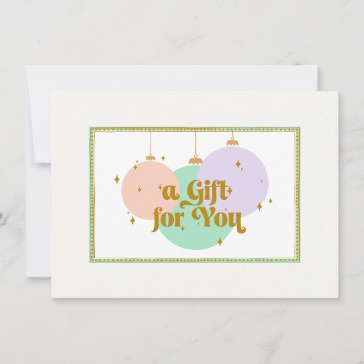 Retro Kerst Ornamenten Cadeaubon (Voorkant)