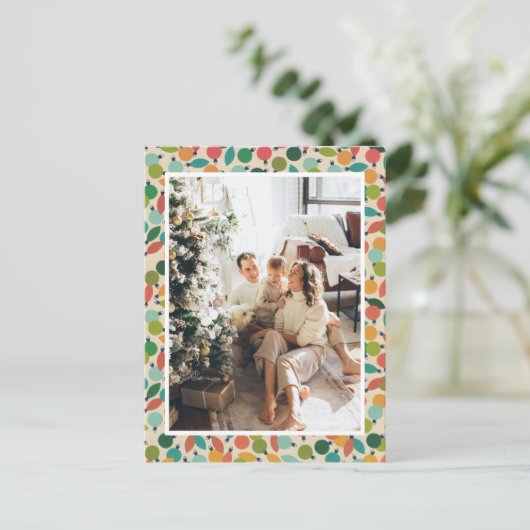  Retro Kerst Ornamenten en Lichten Feestdagenkaart (Staand voorkant)