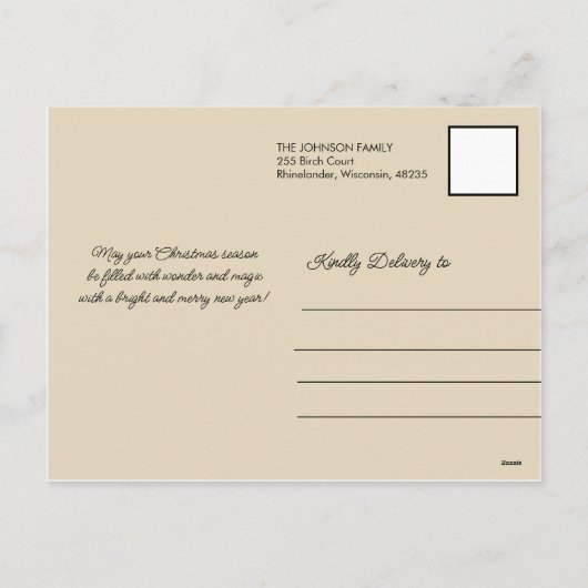  Retro Kerst Ornamenten en Lichten Feestdagenkaart (Achterkant)