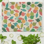 Retro Kerst Ornamenten en Lichten Theedoek (Gevouwen)