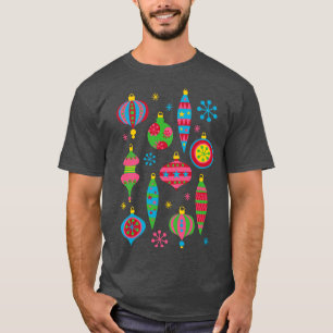 Retro Kerst Ornamenten Kleurrijke Mid Century Mod T-shirt