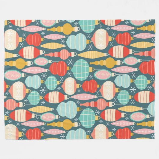 Retro Kerst Ornamenten Naadloos Patroon Fleece Deken (Voorkant (Horizontaal))