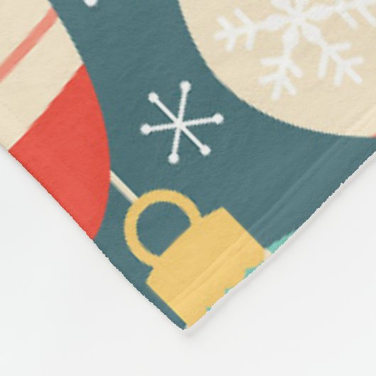 Retro Kerst Ornamenten Naadloos Patroon Fleece Deken (Hoek)