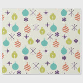 Retro Kerst Ornamenten Sneeuwvlokken Cadeaupapier (Vlak)