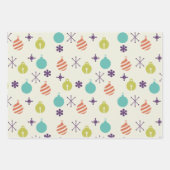 Retro Kerst Ornamenten Sneeuwvlokken Inpakpapier Vel (Voorkant)