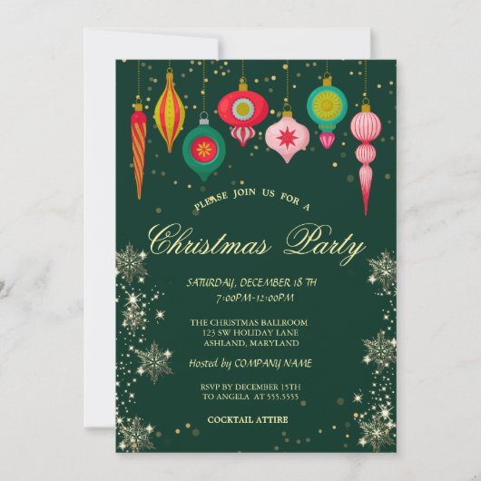 Retro Kerst Ornamenten Sneeuwvlokken Kerstmis Kaart (Voorkant)