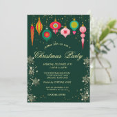 Retro Kerst Ornamenten Sneeuwvlokken Kerstmis Kaart (Staand voorkant)