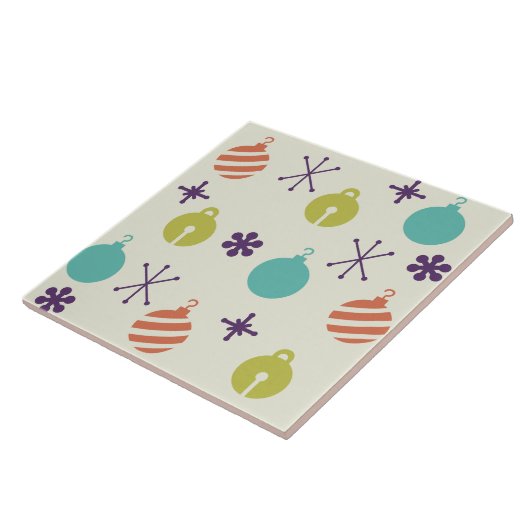 Retro Kerst Ornamenten Sneeuwvlokken Tegeltje (Zijkant)