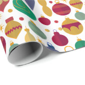 Retro Kerst Ornamenten Vakantie Cadeaupapier (Rol Hoek)