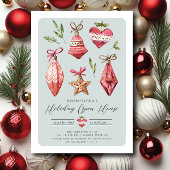 Retro Kerst Ornamenten Vakantie Open Huis Kaart