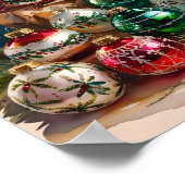 Retro Kerst Ornamenten Wall Art Print (Hoek)