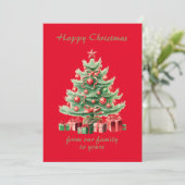 Retro Kerst - ouderwetse kerstboom Feestdagenkaart (Staand voorkant)