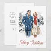Retro Kerst Paar Feestdagenkaart (Voorkant / Achterkant)