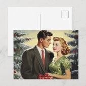 Retro Kerst Paar in Stijl Briefkaart (Voorkant / Achterkant)