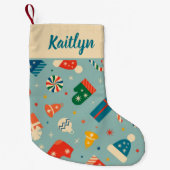 Retro Kerst Patroon Aangepaste naam Kleine Kerstsok (Voorkant)