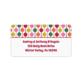 Retro kerst patroon retour adres etiket (Voorkant)